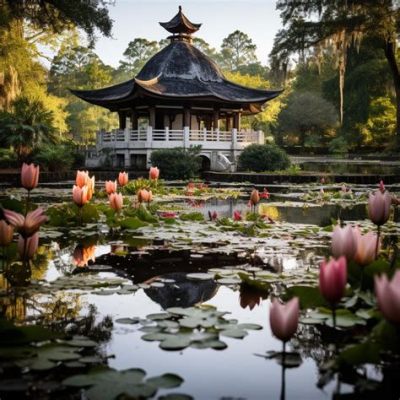 Lotus Pond Depicts Tranquil Serenity and Enchanting Detail